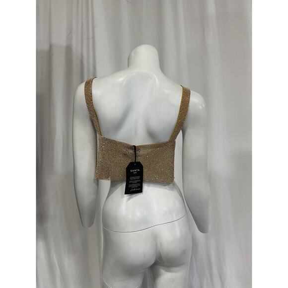 Santa Brands 'Cropped' Gold Rhinestone Embellished Top Size OS - NWT - Picture 3 of 5